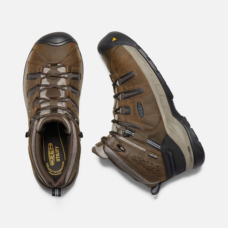 Keen Flint II Waterproof Steel Toe Arbeitsschuhe Herren DE-84097 Cascade Brown/Orion Blue - Keen Her